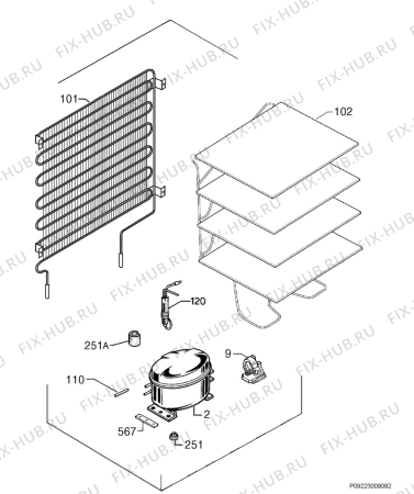 Взрыв-схема холодильника Privileg 00661383_41735 - Схема узла Cooling system 017